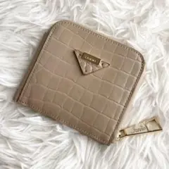 極美品 IANNE イアンヌ パル 折り財布 クロコ 型押し レザー サンド