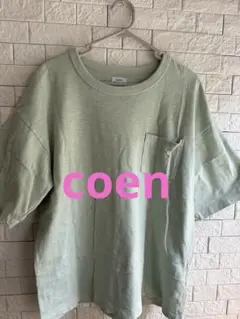 coen グリーン ポケット付き Tシャツ Mサイズ