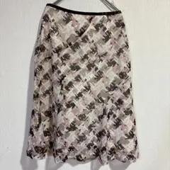 【Laitier 】膝下スカート ピンク ブラウン 軽い 涼しい￼ M ひらひら