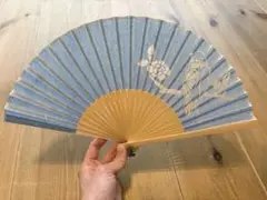 切絵扇子　レディース　ブルー
