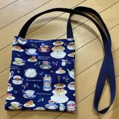 処分！ハンドメイド　カフェ柄　ショルダーバッグ