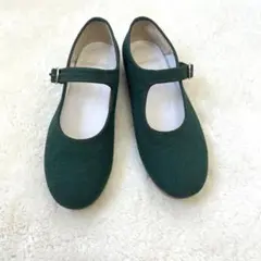 BEAMS BOY グリーン　ストラップシューズ　パンプス　靴　ローヒール