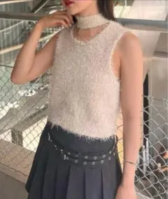 chico チコ ラメフリンジベスト ノースリーブニット