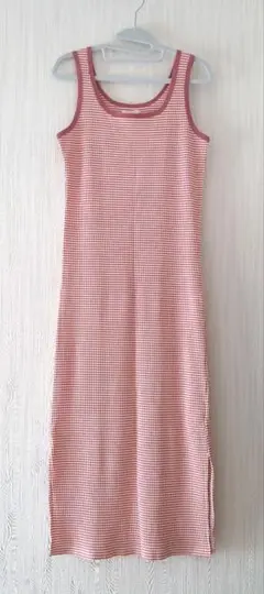 mikke パイピングボーダーワンピース ピンク