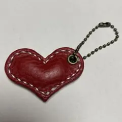 No.131 ハートチャーム　赤　レザークラフト　ハンドメイド