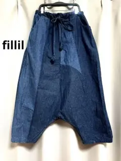 fillil リメイクデニムサルエルパンツ 大きいサイズ 個性的 つきはぎ