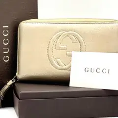 極美品 GUCCI グッチ ソーホー インターロッキング ラウンドファスナー