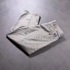 90s DOCKERS ドッカーズ ツータック チノパンツ オリーブW34古着