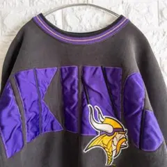 【激レアUSA製90s】NFL バイキング ミネソタ州刺繍スウェットトレーナー