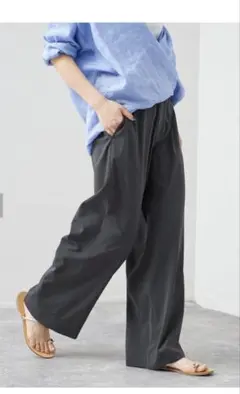 スピックアンドスパン✳︎ワイドパンツ　38 ダークグレー
