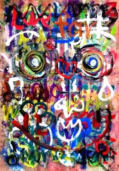 ken1作絵画 一点物A4サイズ「then do」
