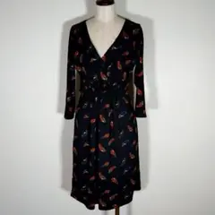 ローラアシュレイ LAURA ASHLEY ワンピース【EUR38】総柄 黒