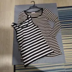 ストライプシャツ長袖&タンクトップセット＊
