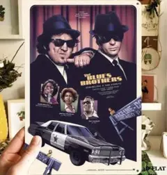 【輸入品】ブリキ看板/映画『ブルース・ブラザース』ポスター看板 ジョンベルーシ