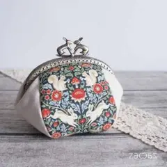 ウサギがま口ポーチ*兎とリス*B品