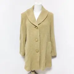 レストローズ 美品 ロングコート シングル ウール混 くすみイエロー