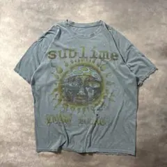 Q75 古着80s復刻Sublime 公式バンドT くすみブルー　フェード