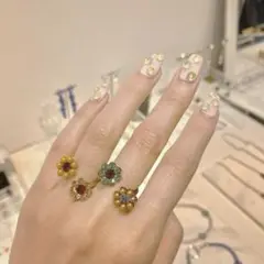 Bijou R.I フラワーリング グリーン ピンク オレンジ ブルー