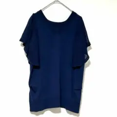 n0355【ディレクトワール】カットソー　フレアスリーブ　ストレッチ　ネイビー