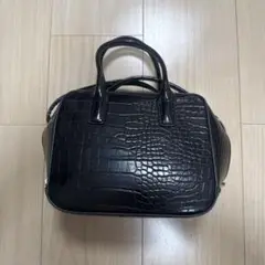 黒 クロコダイル風 ショルダーバッグ