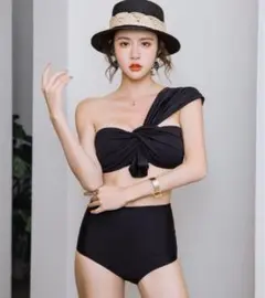 新品未使用　ワンショルダービキニ　大人可愛い　ブラック
