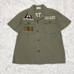 美品 アヴィレックス シャツ A-75 リネン コットン M 刺繍 ミリタリー