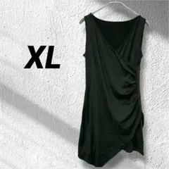 黒のラップスタイルノースリーブワンピース　XL