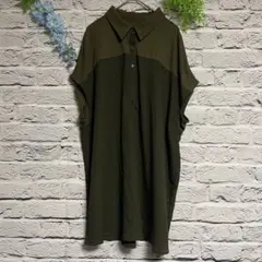 【超美品】Feho71 切り替え シアーシャツ カーキ アースカラー ドルマン