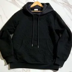 【美品/M】MONCLER モンクレール エンボス パーカー フード切替 黒