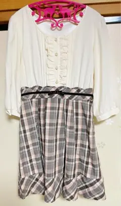 【極美品】　PRIME PATTERN チェック柄切り替えワンピース
