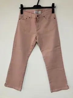 ピンク ハンパ丈パンツ バックポケット付き