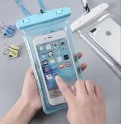【新品 未開封】防水スマホケース ストラップ付き ブルー 青