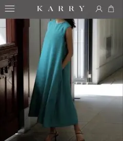 【未使用に近い】KARRYキャリー Aドレス　エメラルドグリーンワンピース　M