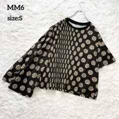 MM6 マルジェラポルカドットフラワー プリントシャツ アシンメトリー Tシャツ