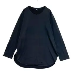 UNIQLO ユニクロ　ラウンドヘム 長袖カットソー　黒　L
