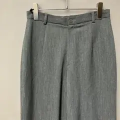 PORFAVOR タックストレートパンツ(L相当)グレー無地　シンプルサラサラ