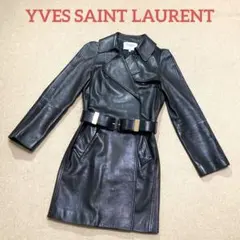 YVES SAINT LAURENT サンローラン レザーコート ブラック