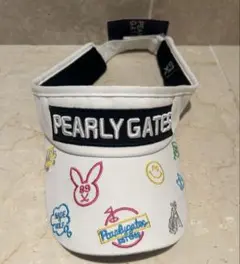 【新品未使用】パーリーゲイツ　サンバイザー 男女兼用 白ニコちゃん刺繍