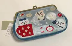 ちいかわ刺繍がま口ポーチ(ブルー)