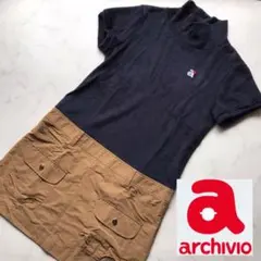 ⛳️美品レディース40 アルチビオ ウール混 半袖モックネックワンピース