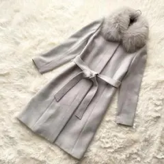 新品 NATURAL BEAUTY コート カシミヤ混 ファー 36