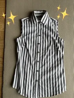 BANANA REPUBLIC ノースリーブ ストライプ白×グレー　サイズ0