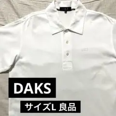 ●ダックス●ポロシャツ L 白 ゴルフ ホワイト ロゴ刺繍 日本製