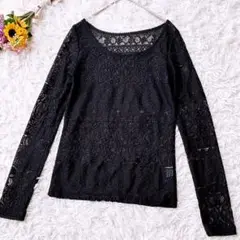 ディアブルベーゼ（夢展望）総レース　長袖トップス　カットソー　ブラック　ｓ