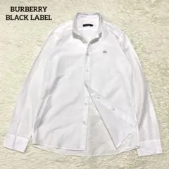 美品　バーバリーブラックレーベル　リネン混シャツ　白　ホリゾンタルカラー　M