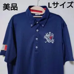 【美品】FILA GOLF☆ポロシャツ☆ネイビー☆L☆ワッペン刺繍☆スポーツ