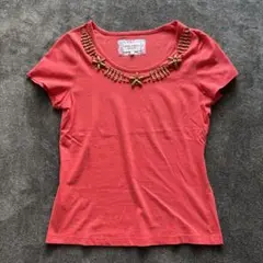 【USED】ローラアシュレイ　ウィークエンド　装飾カットソー　S