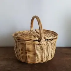 藤　ラタン　バスケット　蓋つき