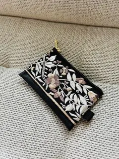 インド刺繍リボン ポーチ　合皮使用　ミニポーチ⑤