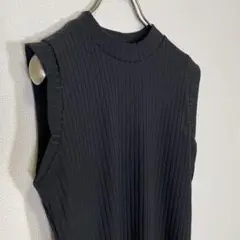 ゴージ【F】ノースリーブ ロング ワンピース ブラック リブ ストレッチ